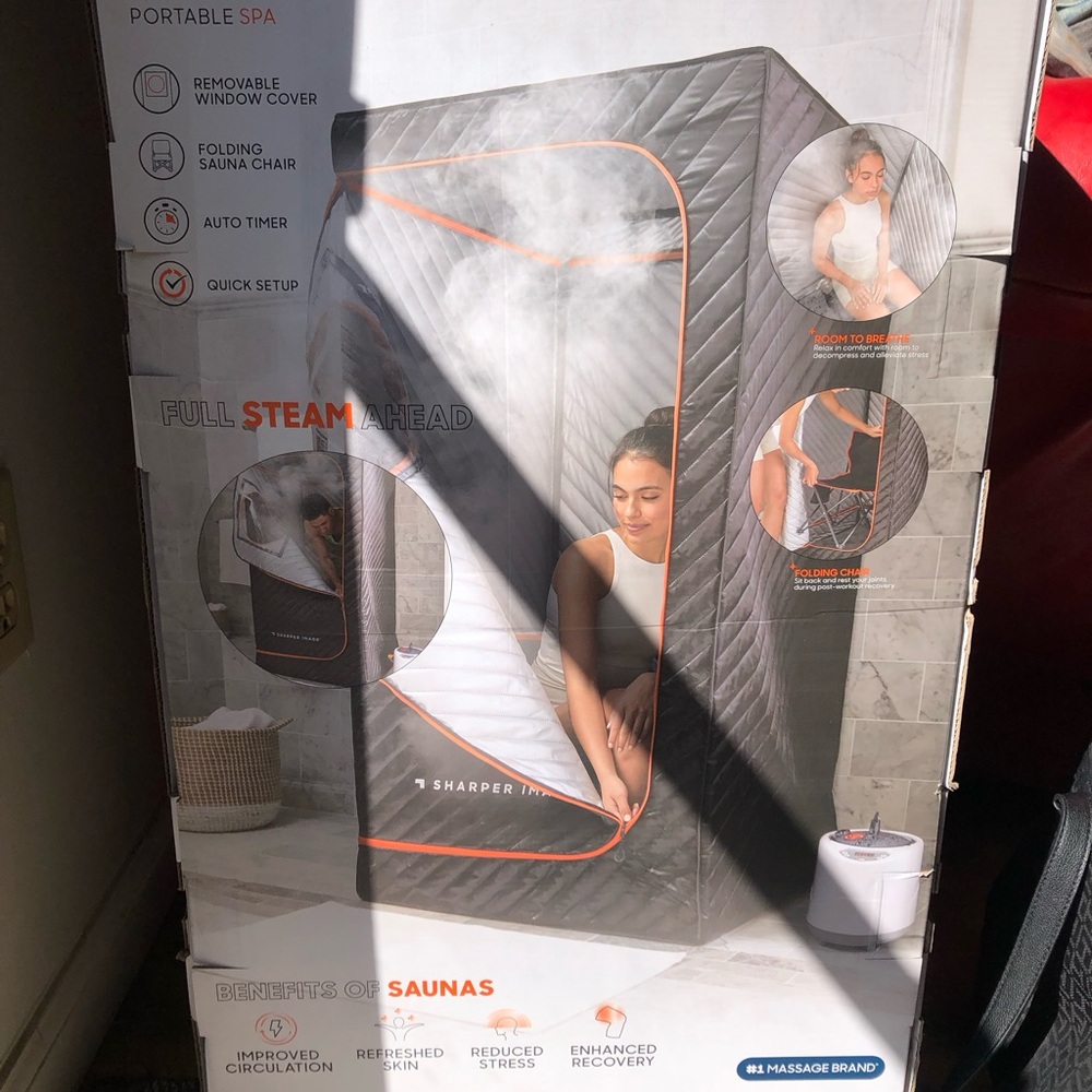 Sharper Image Portable Steam Sauna Tent - Gray with Orange Trim